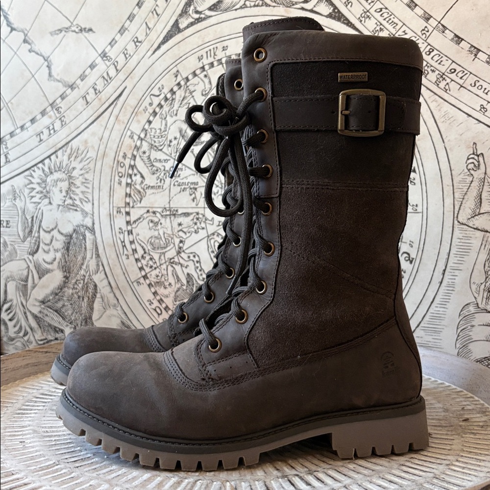 Kamik Rogue Size 8 Brown Lace-Up Winter Boots 10 inches tall